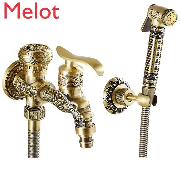 

high-end chinese-style copper european-style antique spray gun faucet toilet balcony outdoor available bath accessory set