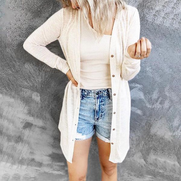 

women's polos 2021 button solid color casual long sleeved cardigan autumn winter knitted sweaters harajuku knitwear plus size 3xl, White