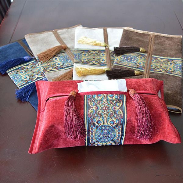 

tissue boxes & napkins classical embroidery box cotton napkin holder cover room car sofa el decorative paper container case wedding supplies