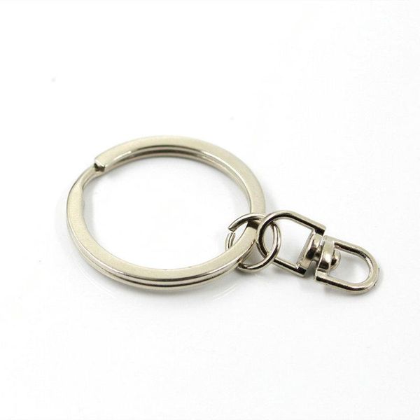 

keychains 30*55mm 10pcs/lot iron key ring rotating hook split keyrings keychain jewelry accessories, Silver