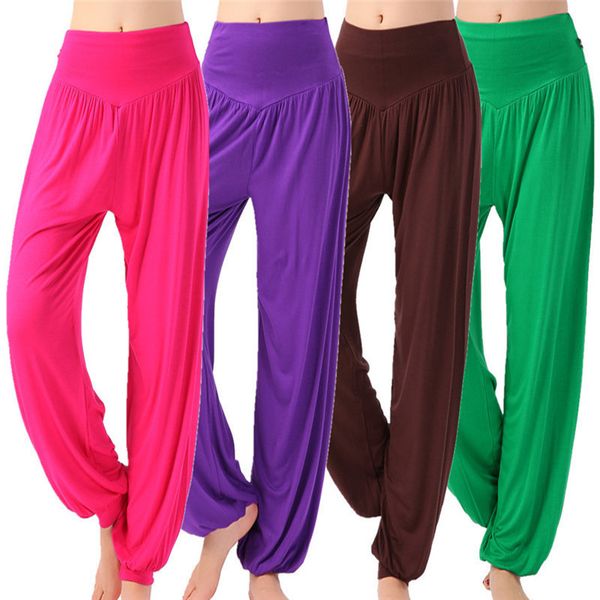 

loose lantern practice pants men's and women's tai chi dance pants modal yoga square dance harun, Black