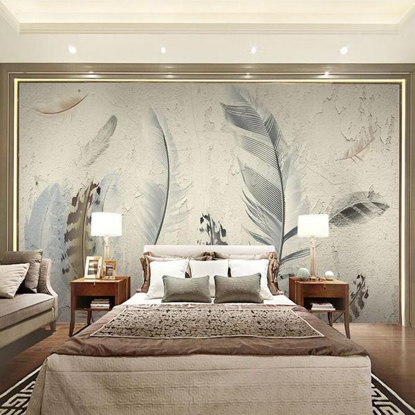 

wallpapers 3d po custom abstract wallpaper wall mural nordic pastoral style home decor papers hand painted feathers