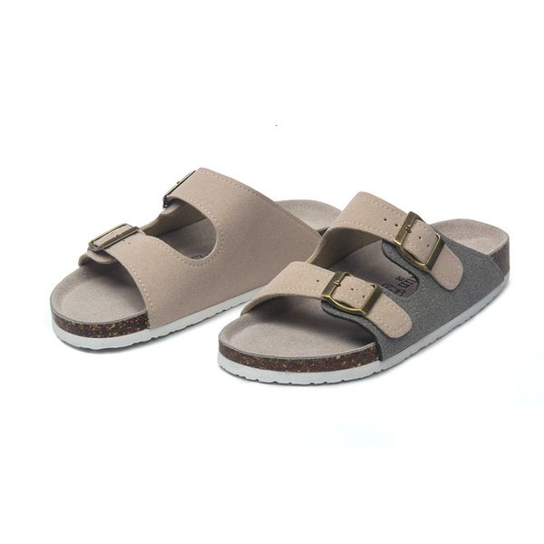

slippers cosmagic-chinelos de cortiÃ§a para mulheres, sapatos casuais praia com fivela dupla, antirrapante couro e nubota, o verÃ£o, tqfj, Black