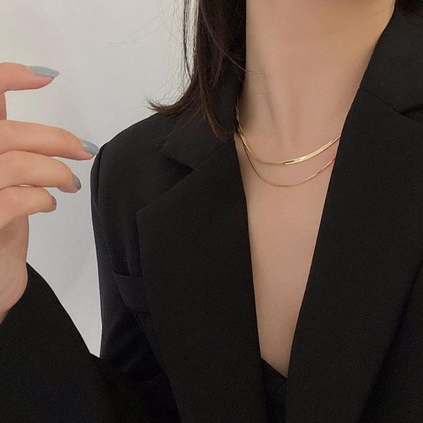 

pendant necklaces korea simple double necklace 2021 women's stacking clavicle chain light luxury niche accessories, Silver