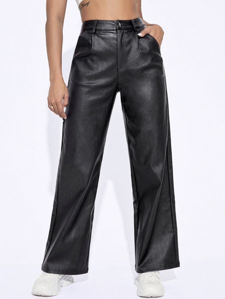 

high waisted solid straight leg jeans k6bm#, Blue