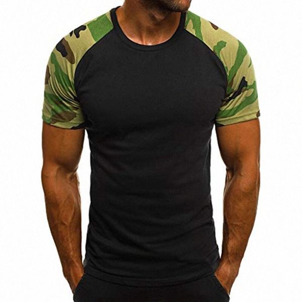 

mens camouflage t shirts hip hop ripped short sleeve slim fit shirt g1nv#, White;black