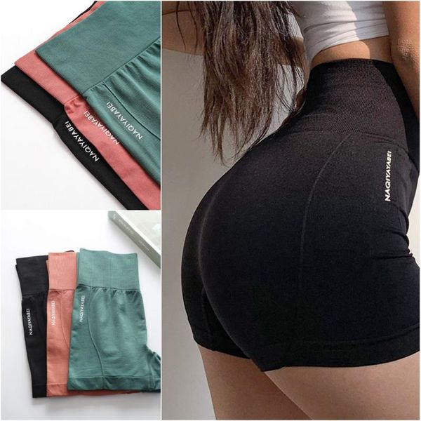 

yoga outfit women's high waisted workout shorts fitness mid-thigh bike running seamless athletic gym leggings