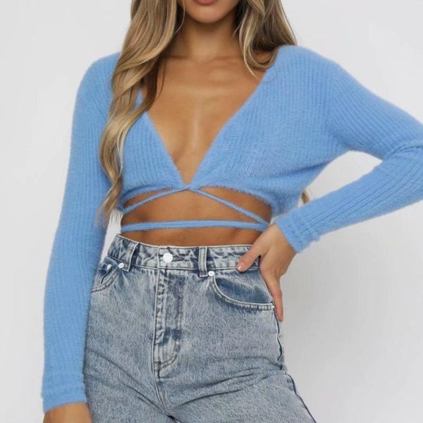 

women's knits & tees fall 2021 knitted sweater for women korean fashion long sleeve crop cardigan summer cropped cute, White