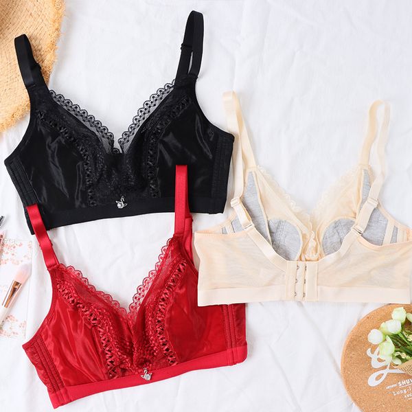 

bras sets straight beauty salon beehive cup ultra thin large size underwear bra closed accessory breast gathered no steel ring mark 30, Red;black