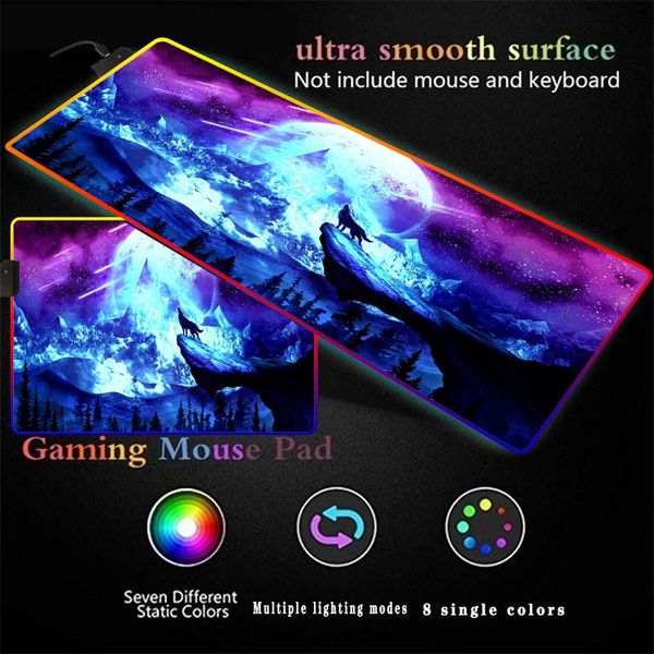 

mouse pads & wrist rests moon wolf gaming pad large rgb computer mause xxl mousepad gamer keyboard carpet desk mat pc game
