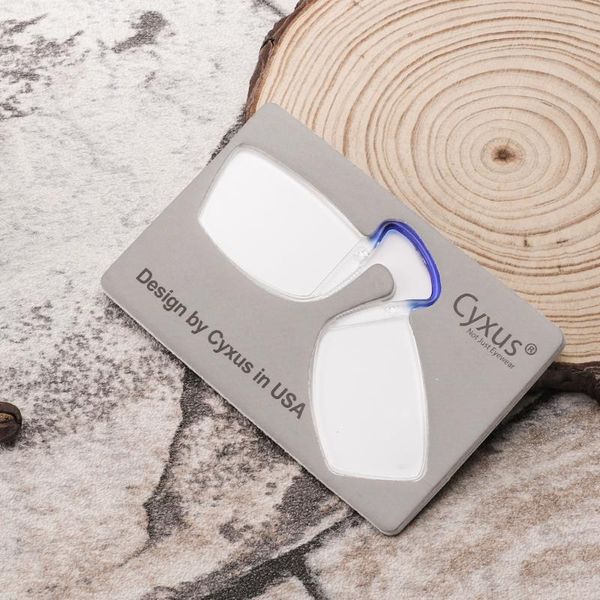 

reading glasses cyxus clip on blue nose bridge transparent lens for women/men eyeglasses +1.0 to +3.0 diopter(2601)