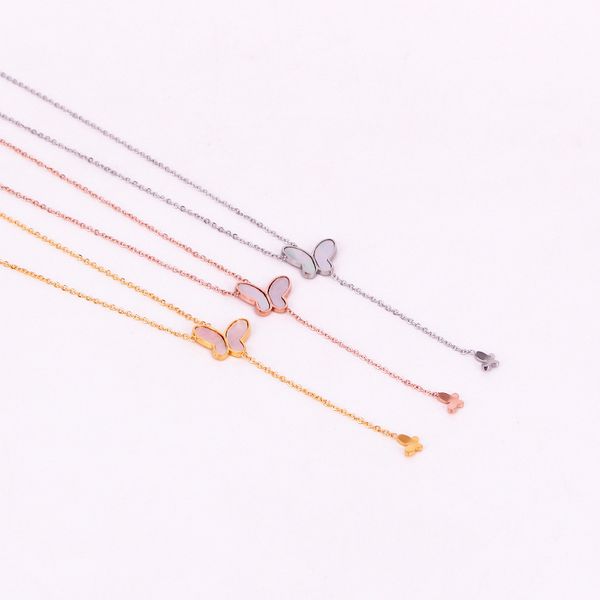

x9-304 japanese and korean fashion shell tassel pendant necklace colorful size butterfly fly clavicle chain, Silver