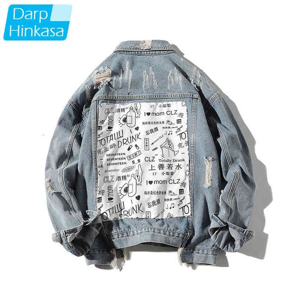

darphinkasa men light blue retro denim jacket streetwear 5xl, Black;brown