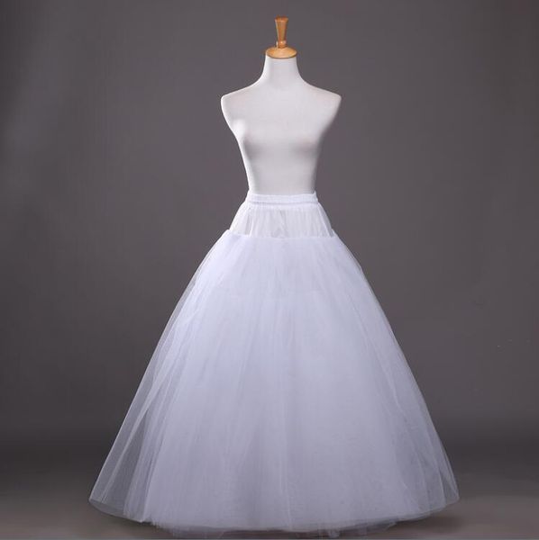 

in stock three layers hard tulle petticoat hoopless underskirt a-line dress crinoline fhigh quality, White