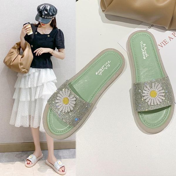 

slippers women wear fashion net red daisy soft bottom jelly beach sandals, Black