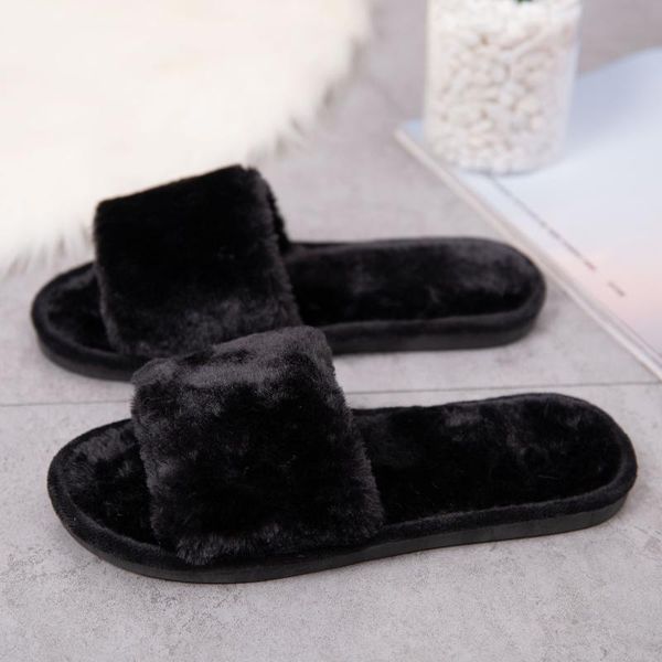 

slippers cotton 2021 autumn and winter south korean version of lovers printed word flat women casual wool, Black