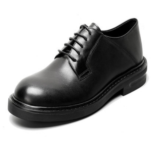 

dress shoes british retro round-headed men's leather shoes, low-lace-up, business big-headed marriage, Black