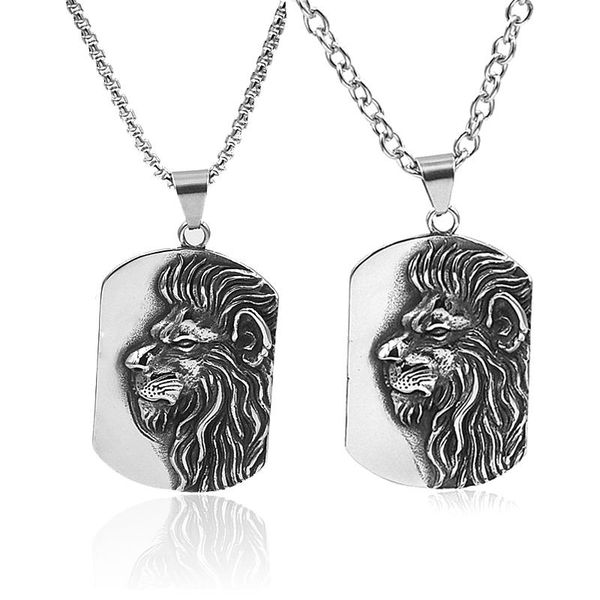

pendant necklaces do not fade punk style 316l stainless steel necklace lion fashion men and women jewelry belt trinkets, Silver