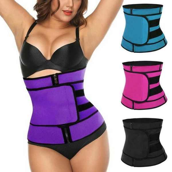 

body shaping hook loop zipper waist belt sports sweating bb55 support, Black;gray