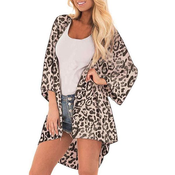 

womens blouses bohemian leopard print kimono women beach cardigan summer polyester blouse vintage blusas female sleeve tunic 5xl cjh, White