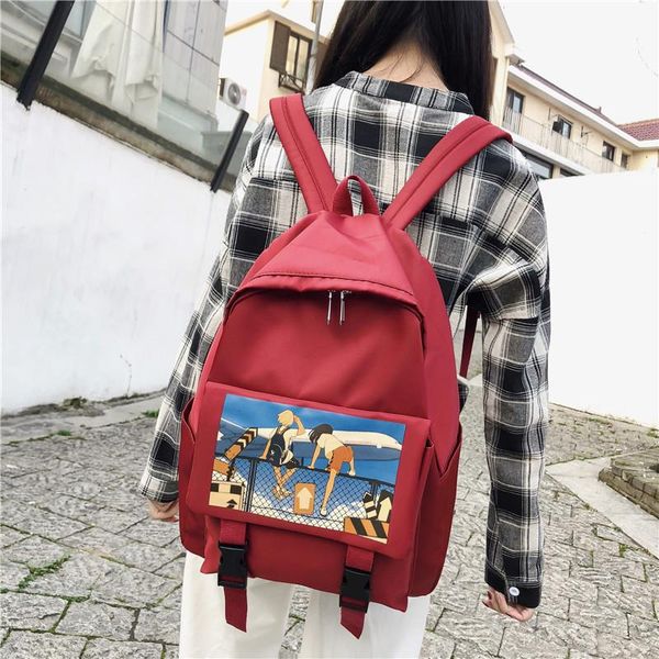

backpack korean nylon female waterproof lightweight high school student bag leisure travel wild college wind bookbag