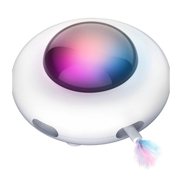 

cat toys cats teaser interactive dolls ufo feather stick spinning pet turntable catching training electronic components