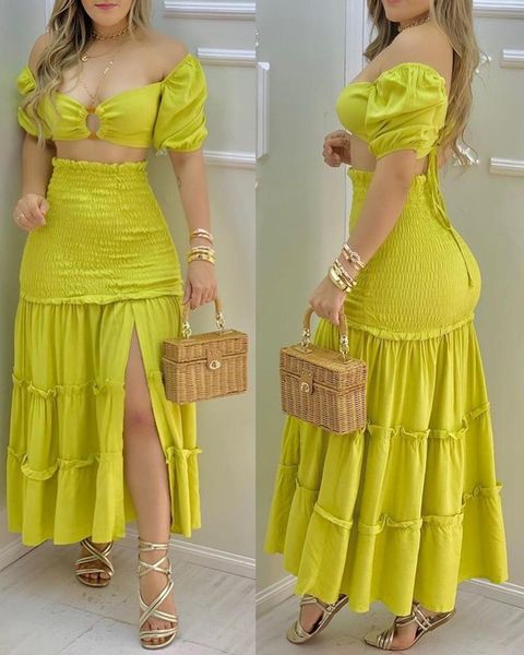 

casual dresses 2021 summer skirt suit long sleeve high waist temperament commuter solid color yellow cotton, Black;gray
