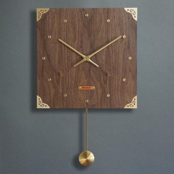 

wall clocks swingable clock wood classic pendulum silent living room quartz modern art home wooden retro watch l