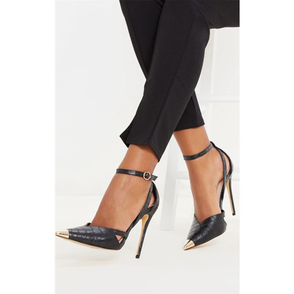 

spring and summer women's shoes pointed thin heel metal decoration solid cross band banquet hollow single shoe sandals dress, Black