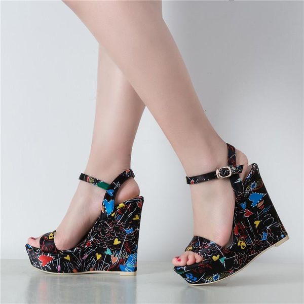 

summer women wiggen sandals hooks shoes silver gold platform high zapatos mujer blue, Black