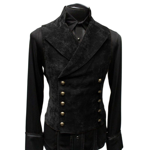 

men's vests mens double breasted gothic steampunk velvet vest stand collar medieval victorian black waistcoat men stage cosplay prom co, Black;white
