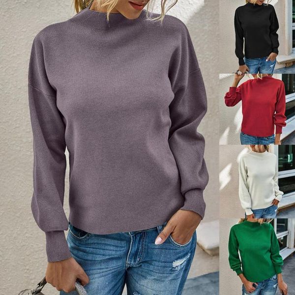

women's sweaters solid color knitted sweater fashion beige green purple red long sleeves round o neck winter simple female korean cloth, White;black