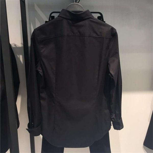 

men's casual shirts black men slim autumn winter long sleeve business solid color square collar formal male s-2xl, White;black