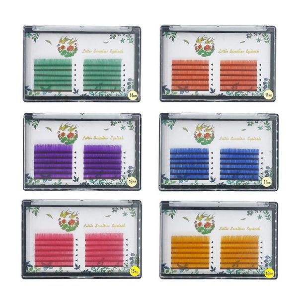 

false eyelashes color 12rows 8-18mm individual eyelash extension makeup cilios for professionals soft russe synthetic lashes