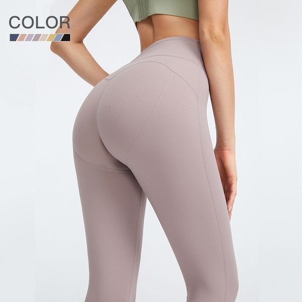 

lulu nude yoga women's high waist tights sports new style wearing peach hip fitness pants, Black