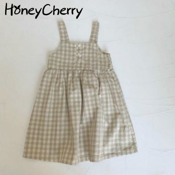 

plaid girls summer casual cotton princess sling pocket dress flower girl dresses kids clothes 210515, Red;yellow
