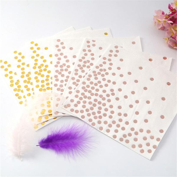 

packaging dinner service 25pcs rose gold dot paper napkin party 100% virgin wood for wedding baby birthday home decoration supplies