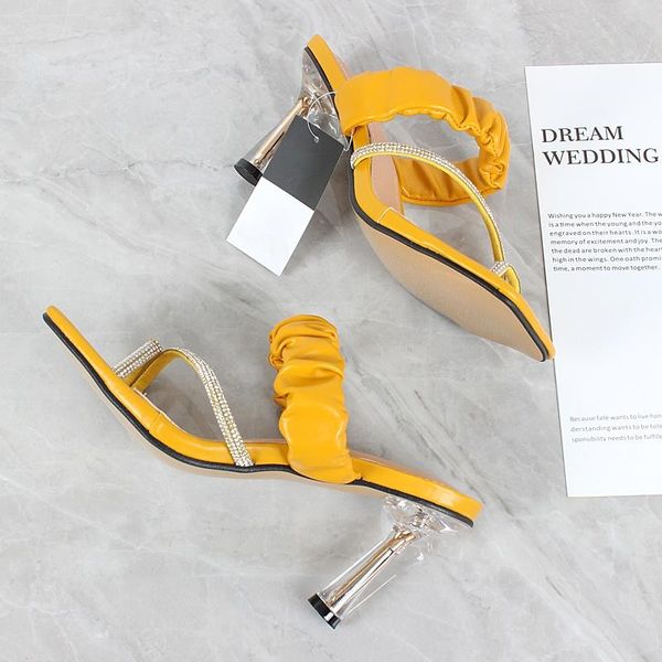 

sandals comemore women's 2021 summer diamond high heel solid color thin comfortable fashion 8cm flip flop slippers, Black