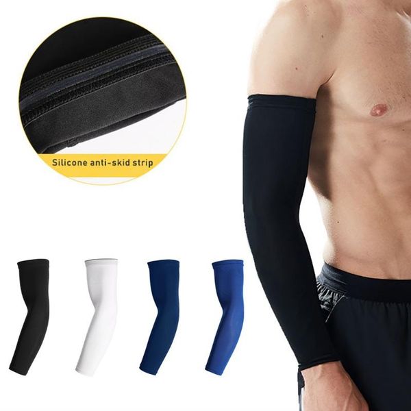 

elbow & knee pads ice fabric runnling camping arm warmers basketball sleeve running cycling sleeves summer sports safety gear, Black;gray