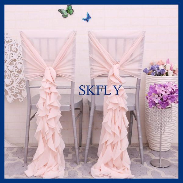 

chair covers ch099d wholesale 2021 ruffled blush pink curly willow chiffon cover