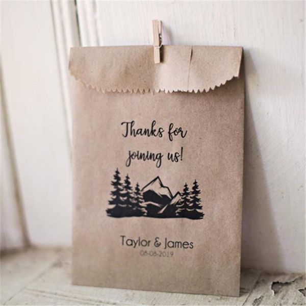 

gift wrap custom thanks for joining us- favor bags - wedding favors camping mountain kraft paper rustic