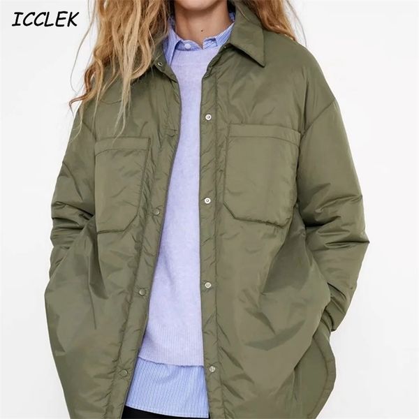

za women's shirts jackets thin parka oversize shirt coats femme armygreen outerwear bf long sleeve khaki coat trf 211013, Black