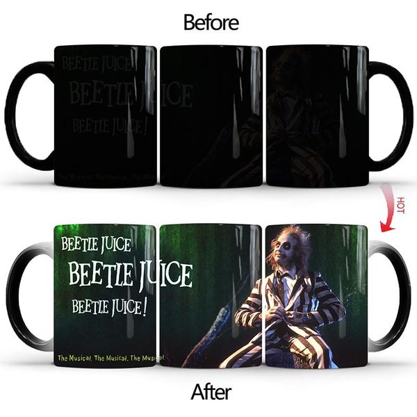 

1pcs 350ml magic beetlejuice color changing mug ceramic milk coffee cup gift for friends children mugs