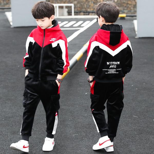 

clothing sets children's wear boys autumn suit 2021 china university boy foreign style plush thickened han banchao, White