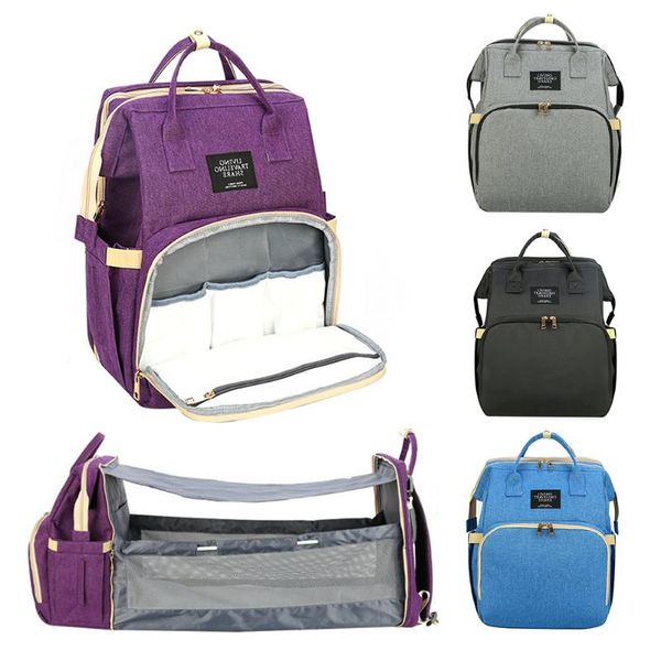

folding crib mummy bag portable out diaper large capacity nappy travel backpack nursing for baby care bags