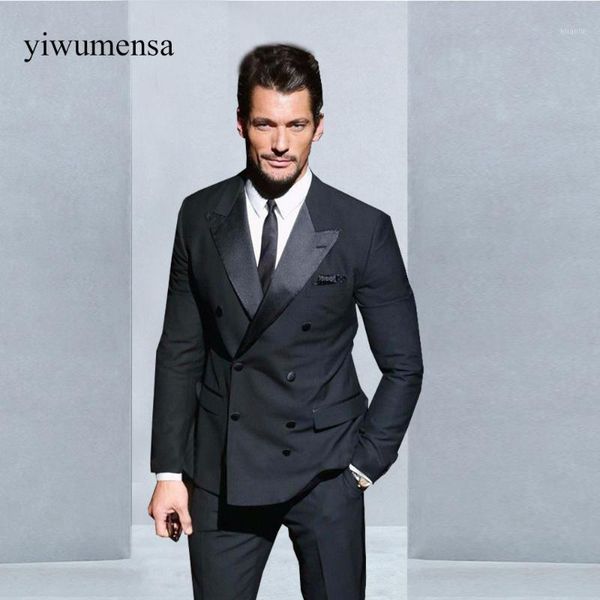 

ywms-467 trajes de hombre men's suits custom men charcoal wedding double breasted groom tuxedos 2021 & blazers, White;black