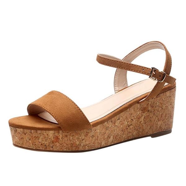 

sandals women's wedges wedge platform casual flip-flop roman buckle ks51, Black
