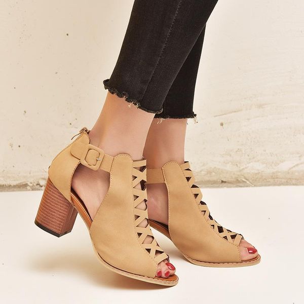 

sandals large size womens summer platform women shoes fashion casual thick heel roman mouth women's qoqb, Black
