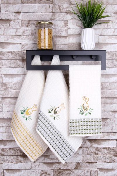 

towel 100% cotton 3 pcs 45x70 embroidered pique kitchen & drying cloth