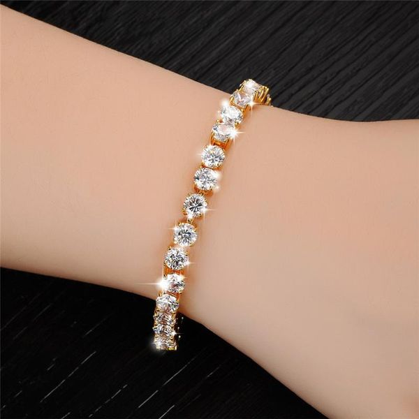

charm bracelets 2021 fashion hip hop men women classic bracelet series rhinestone chain bling crystal #e03, Golden;silver
